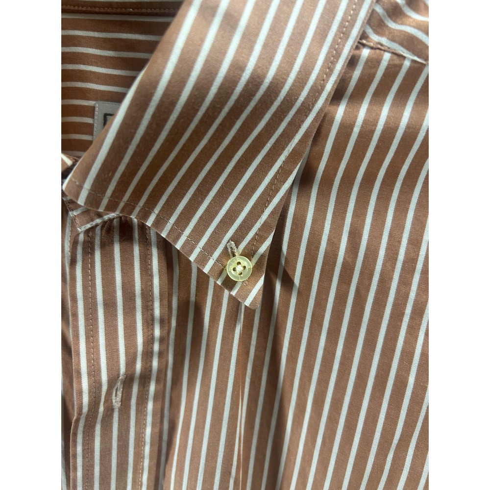 Peter Millar Men's Medium M Brown Striped Long Sleeve Button-Down Shirt - Picture 4 of 7